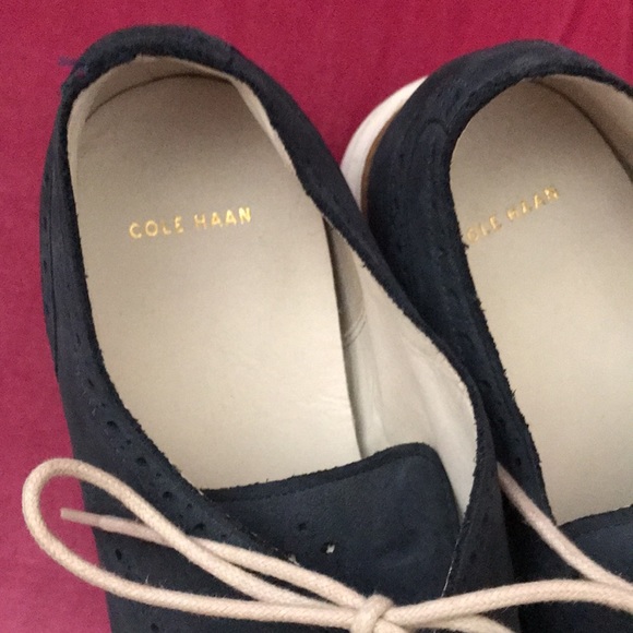 Navy Cole Haan wingtip oxford sneakers - Picture 3 of 5